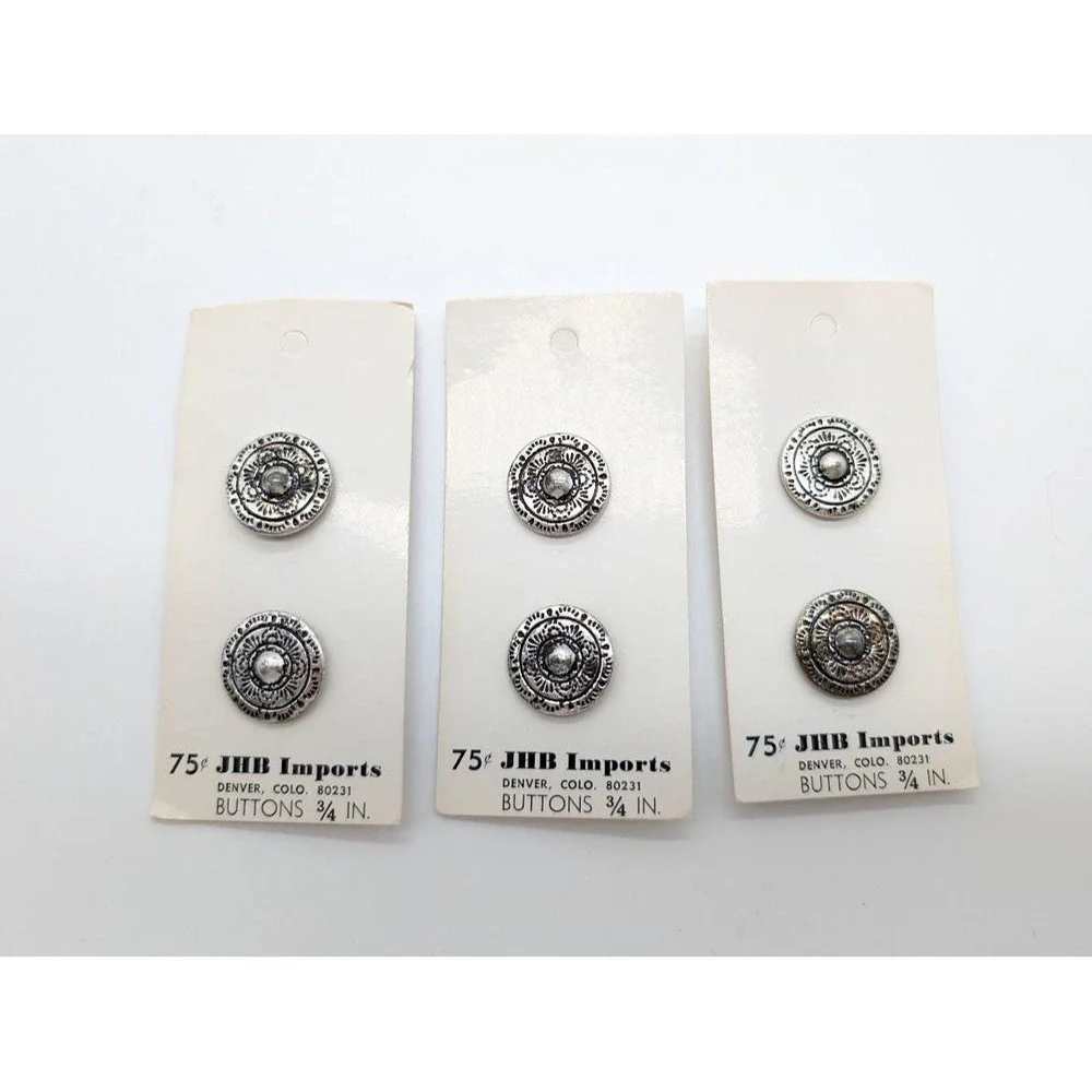 6 JB Imports Metal Buttons Southwestern Replacement Sewing Vintage Sweater NEW